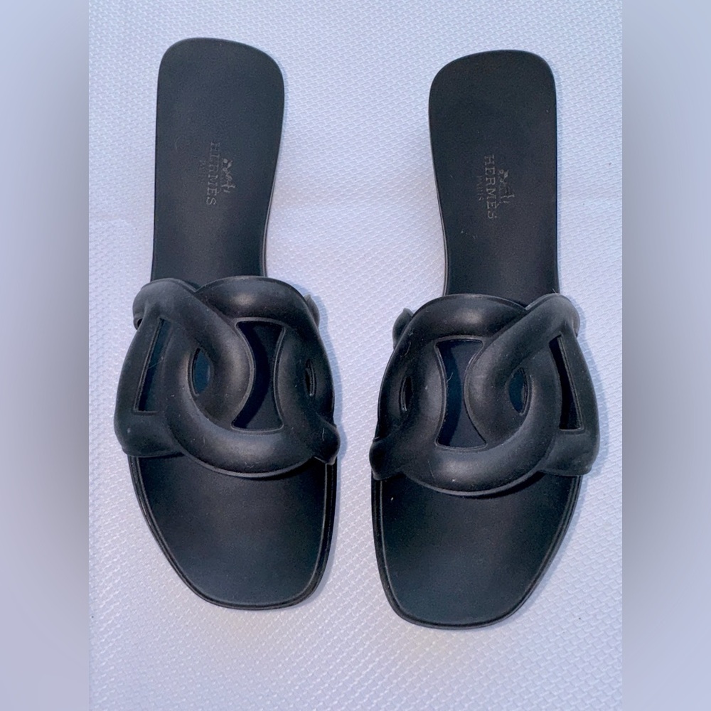 COPY - Hermes rubber Aloha sandals black size 39